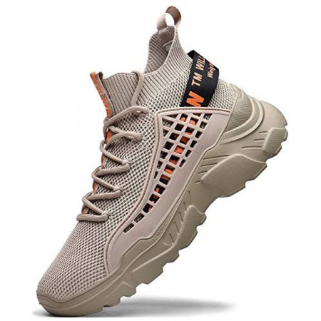 Mens Athletic Running Walking Shoes Non Slip Fashion Sneakers Beige