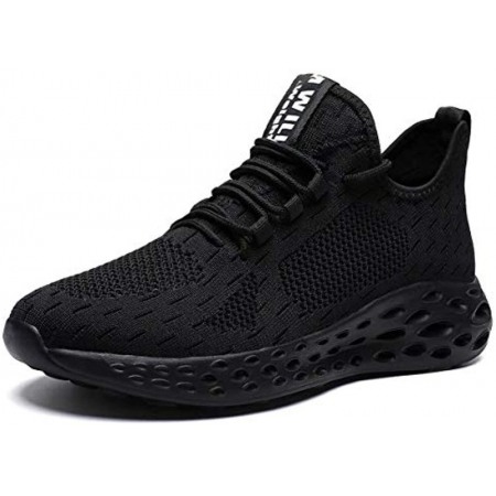 Mens Running Shoes Slip On Walking Shoes Fashion Breathable Sneakers Mesh Soft Sole Casual Athletic Lightweight All-Black