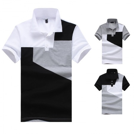 New Style Flat Men's Fashion Plus Size Color Matching Short Sleeve Polo