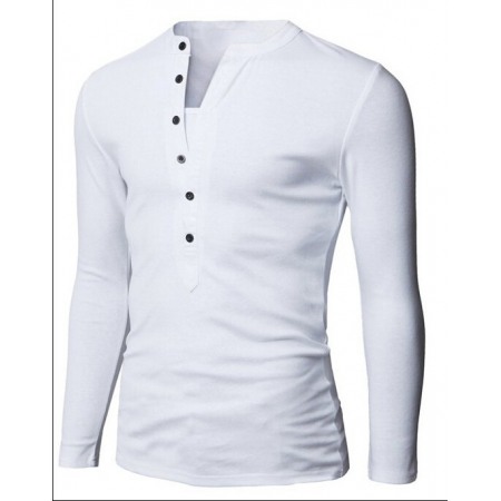 Men's 6 Button Slim Long Sleeve T-Shirts Autumn and Winter New Hot Sale Men's T-Shirts